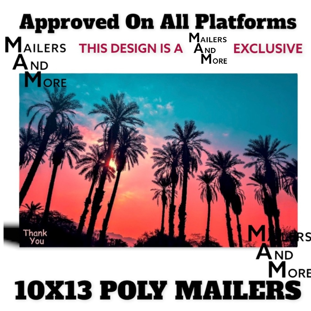 100 Qty. 10X13 Twilight Palms Poly Mailers PRICE IS FIRM